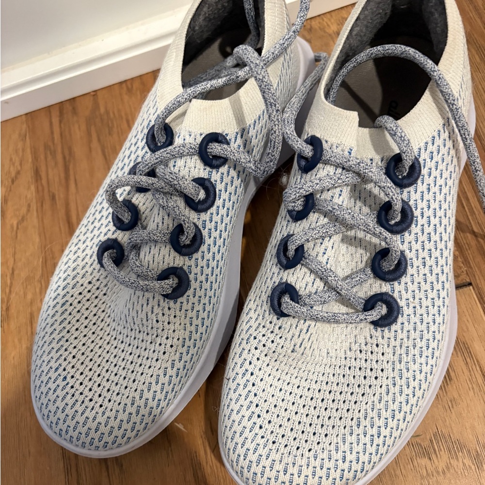 Women’s white and blue Allbirds